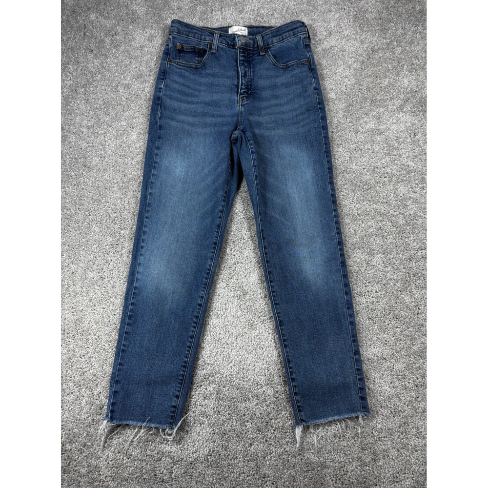 Universal Thread Mid Rise 80s Slim Jeans Blue Medium Wash Raw Hem 10R Button Fly